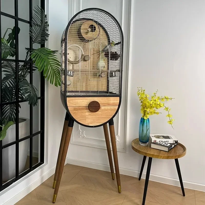 

Natural Wooden Iron Removable Villa Parrot Bird Breeding Cages DIY Luxury Large Bird Cage
