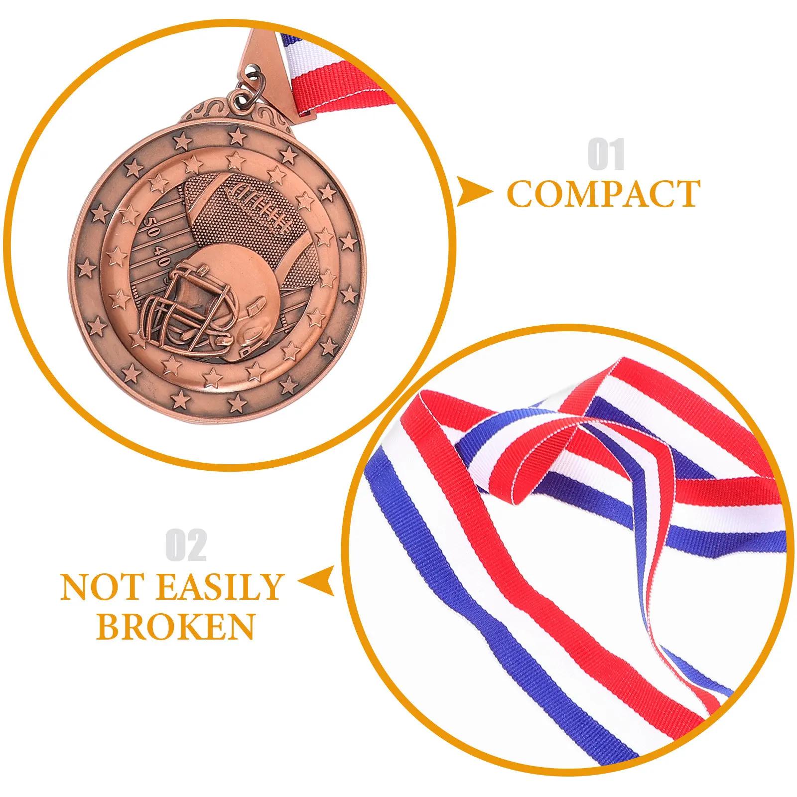 Award Sports Medal Zinc Alloy Rugby Theme Delicate Design Competition Decoration Medal with Ribbon Encouragement Prize for Teams