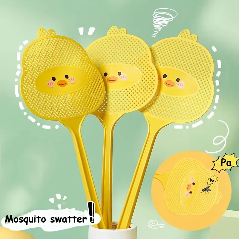 1PC Cute Cartoon Fly Swatter Extended Long Handle Thickened Durable Mosquito Killer Household Accessory
