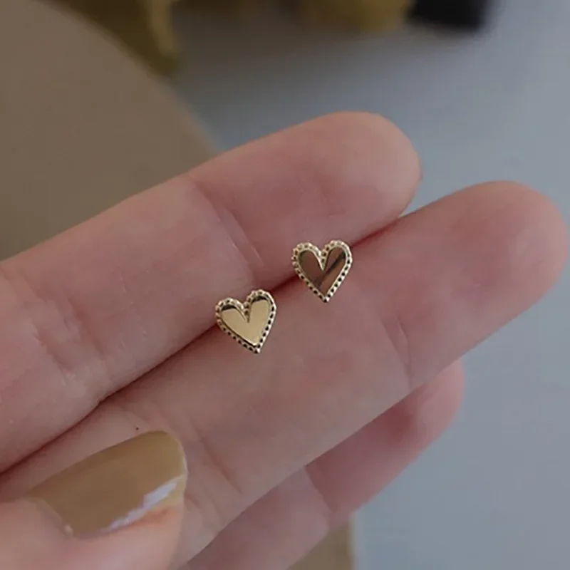 

Real 925 Sterling Silver Mini Heart 18K Stud Earrings for Women Party Classic Fine Jewelry Minimalist Accessories Gift