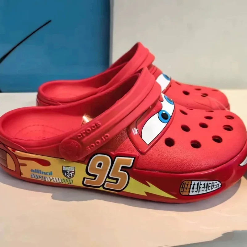 New Aoger Lightning Mcqueen Pixar  Cartoon Solid Waterproof  Slippers  Beach Shoes  Sandals  Casual Breathable  Ankle-Wrap Shoe