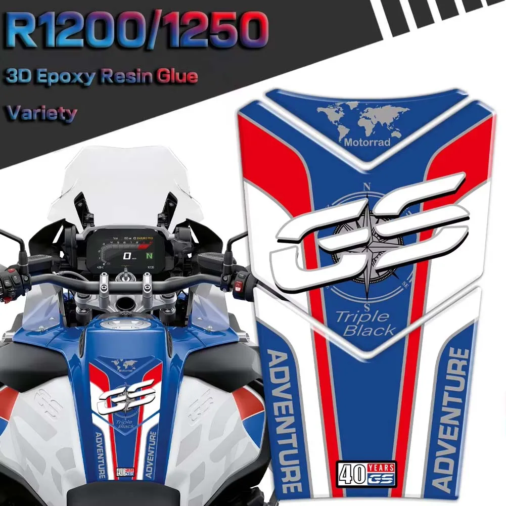 Motorcycle Fuel Tank Sticker Triple Black 40 Years Protector 3D Decal For R1250GS Adventure 2019-25 R1200GS Adv LC 2014-19