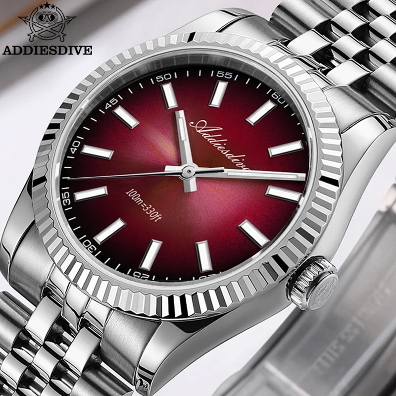 

ADDIESDIVE VH31 Quartz Movement Men Watch 36mm Super Luminous Sapphire Glass 100m Waterproof Diving Watches Luxury Steel Watch