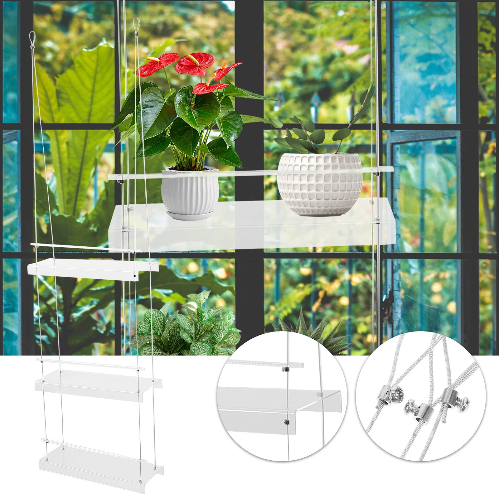 

Hanging Plant Shelf Multi-Layered Acrylic Planter Rack Space-Saving Design Easy Install Remove Plant Stand Indoor