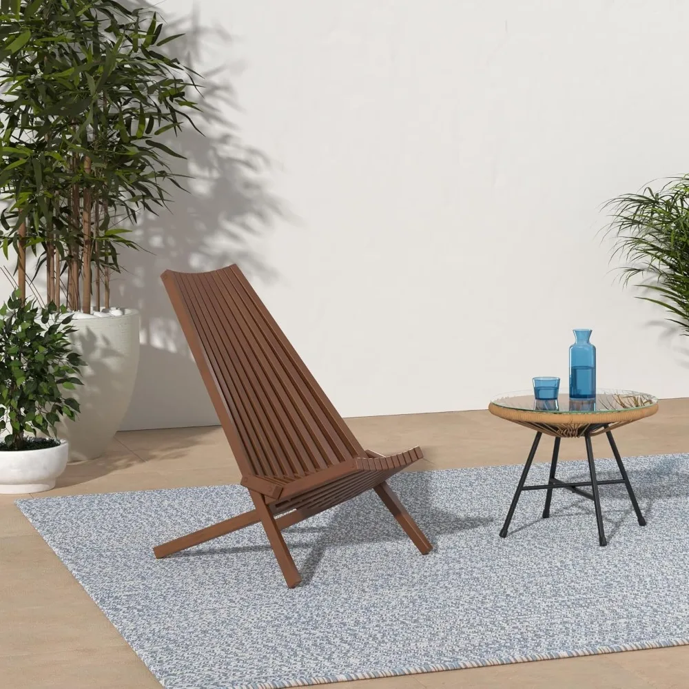 

Folding Wooden Outdoor Chair -for the Patio, Porch, Lawn,Stylish Low Profile Acacia Wood Lounge Chair