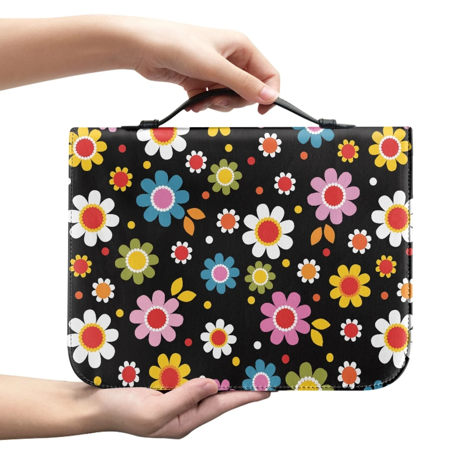 XIXIRIMIDO Colorful Daisy 2026 Collection Book Carrying Bag for Men Matching Bookmark Bible Carrying Case