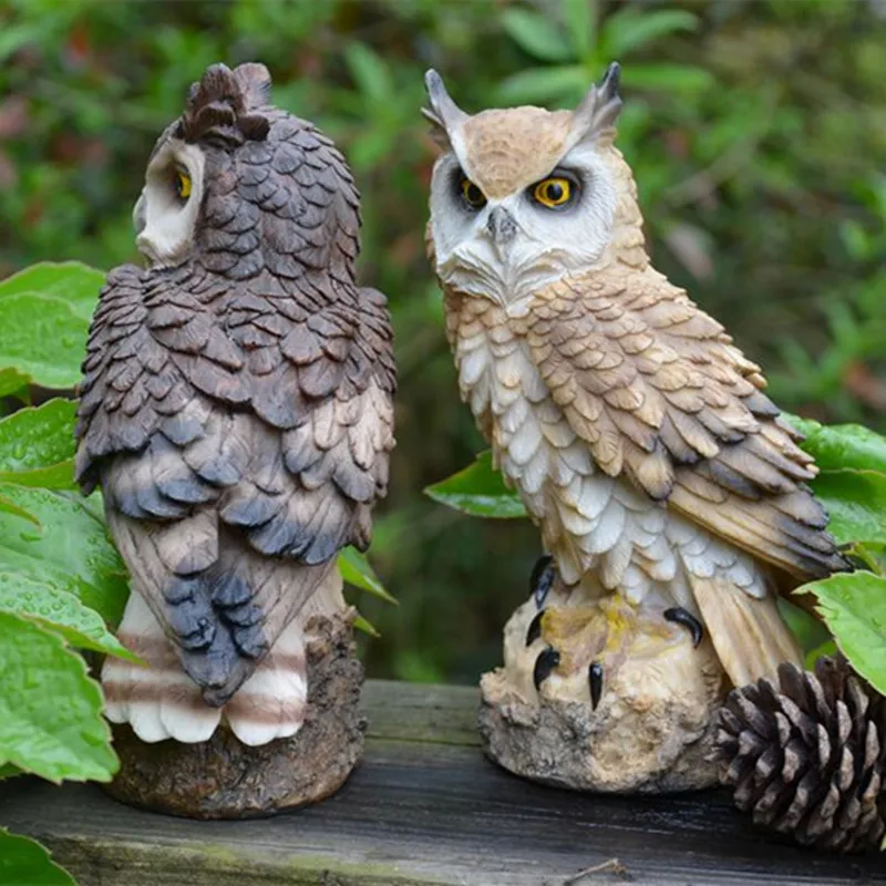 Small Cute Bunny Resin Garden Ornaments Outdoor Animal Rabbits Figurines Owls Garden Statue Ornament