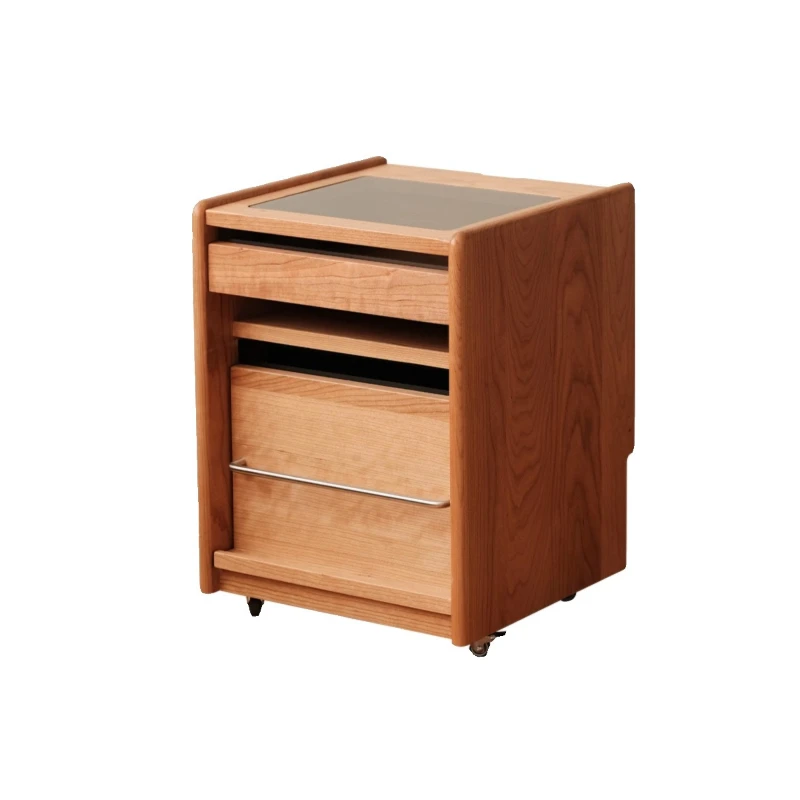 Extremely narrow bedside table Small cherry wood furniture removable storage cabinet