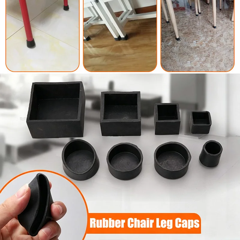 1/10Pcs Rubber Furniture Caps Anti Slip Chair Table Feet Covers Pipe End Plug Protective Floor Pads For Furniture Tubing