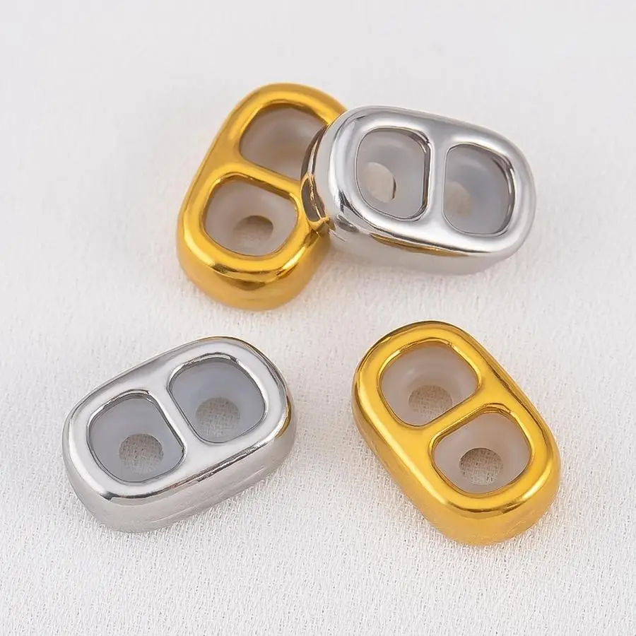 1/5/10/20/50/100pcs 5-Piece Set of Coated Stainless Steel Sliding Beads with Holes, Oval Cord Lock Stopper with Two Holes, Adjus