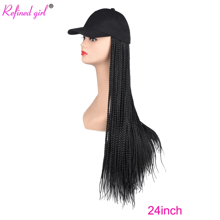 Baseball Cap Wig 24inch long Braid Hair Extensions with Hat Braided Hair Wig for Women Girls Black Brown Light Brown Blonde Grey