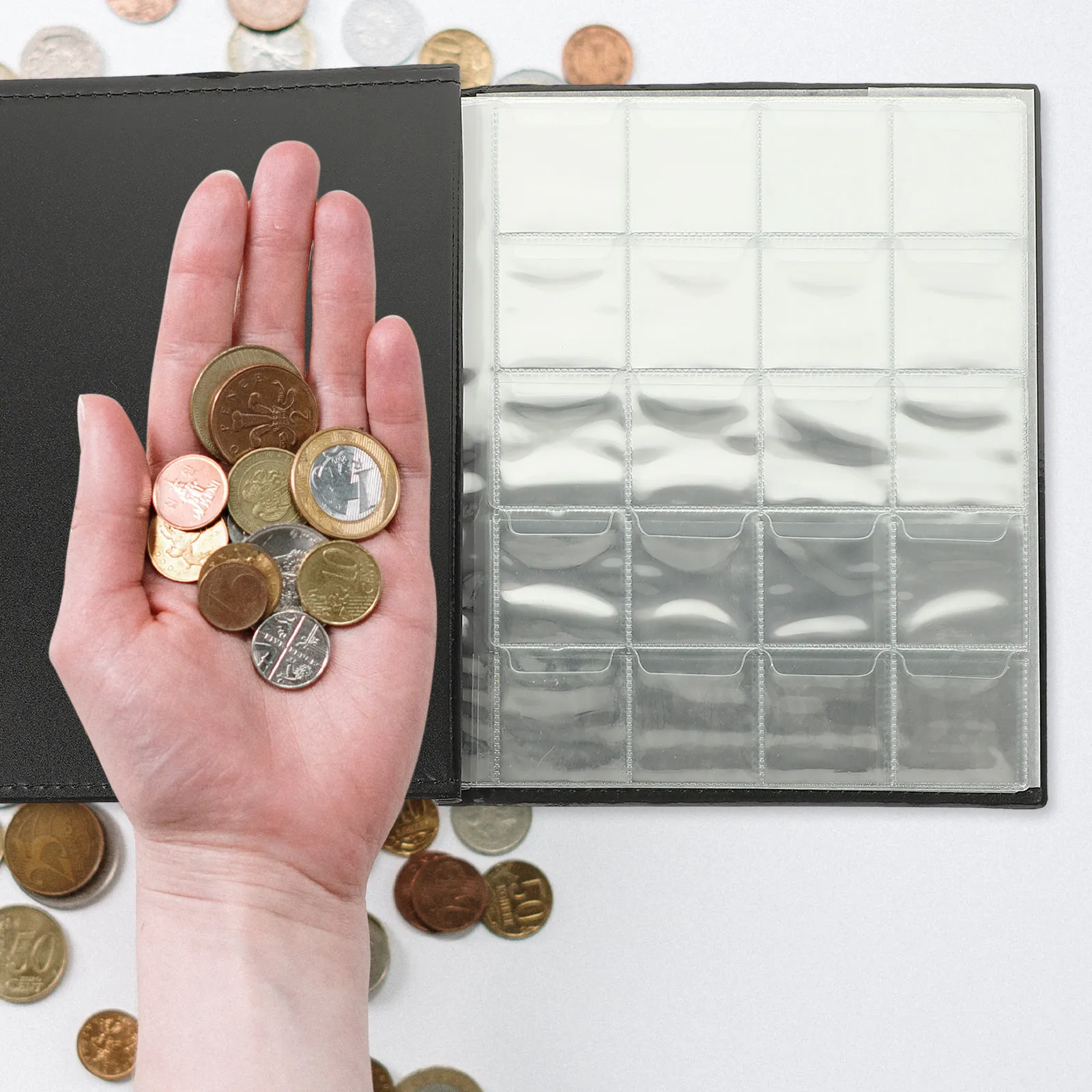 

Альбом для коллекционирования монет на 200 карманов: элегантный, прозрачный, устойчивый к пыли и царапинам, для хранения памятных монет