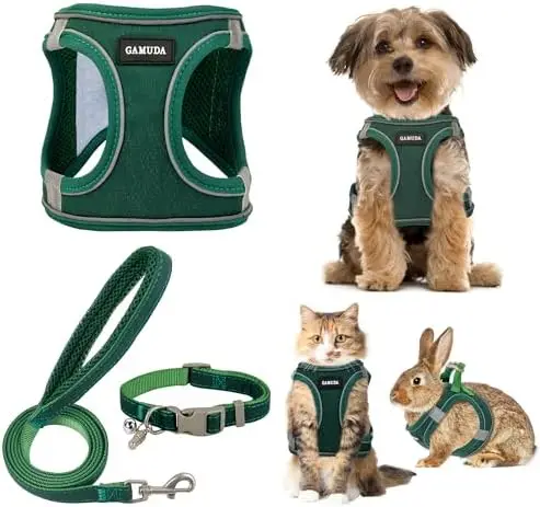 

Safe pet harness with reflective design for dogs cats rabbits.