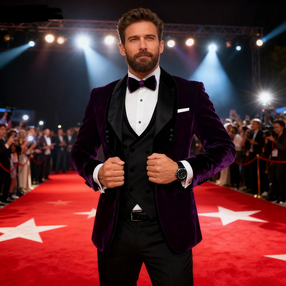 

Royal Blue Men's Wedding Suit Shawl Lapel Formal Tuxedo Coat Vest Pant Set for Groom Prom Party Dress