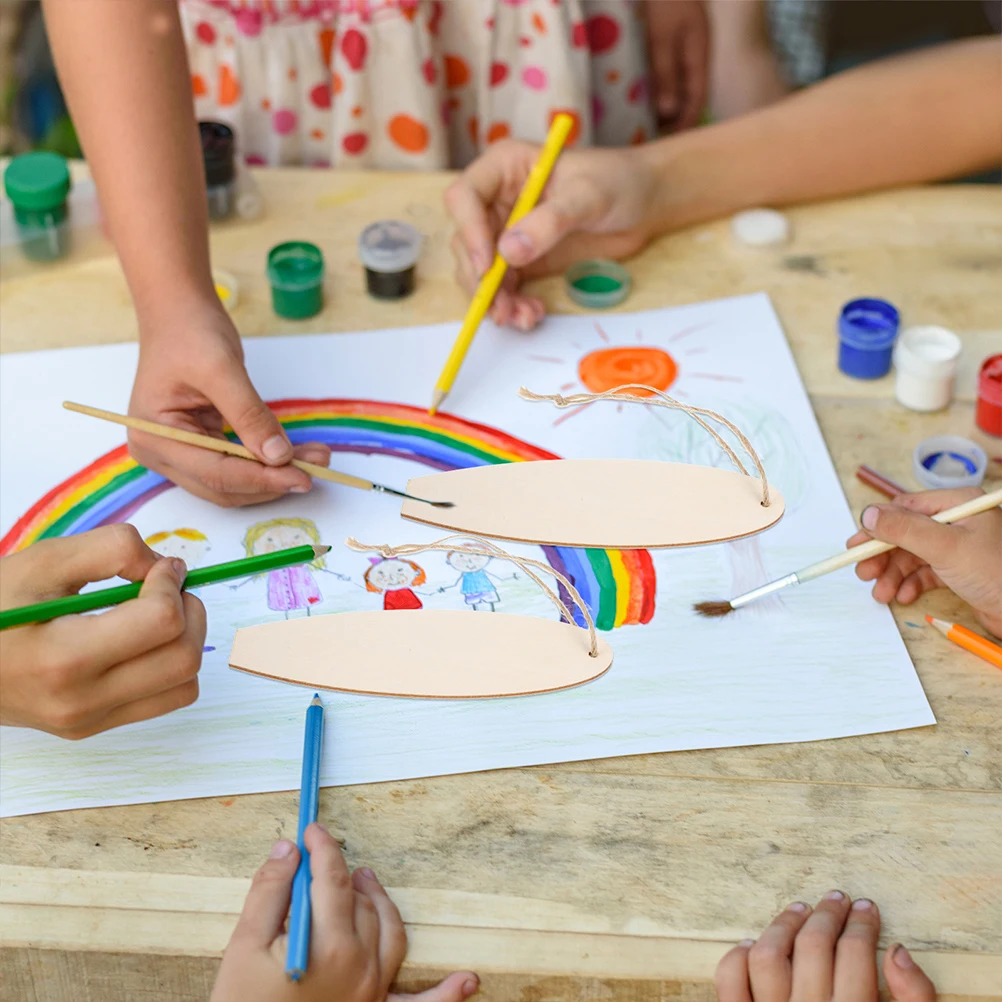 20개 블랭크 서핑보드 모양 나무 장식품, DIY 비치 스타일 공예품, 실내외 해안 테마 장식 기념품