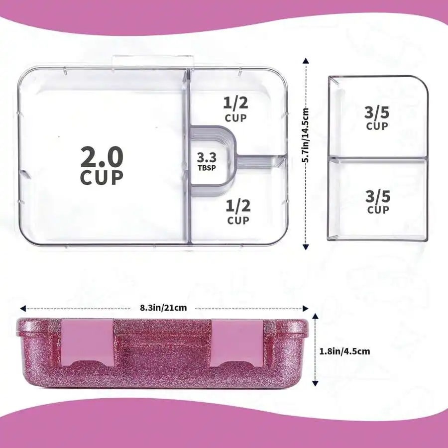 1000ml Tritan Material Bento Box, Leak-Proof Lunch Box, 4-6 Compartment Design, Student Supplies