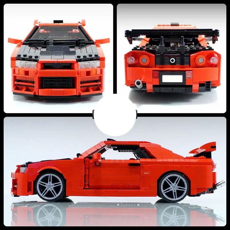 Bloques de construcción MOC-29377 coche de carreras clásico R34, modelo de costura 1513 piezas, regalo para niños, rompecabezas, juguete, regalo de cumpleaños, DIYChristmas