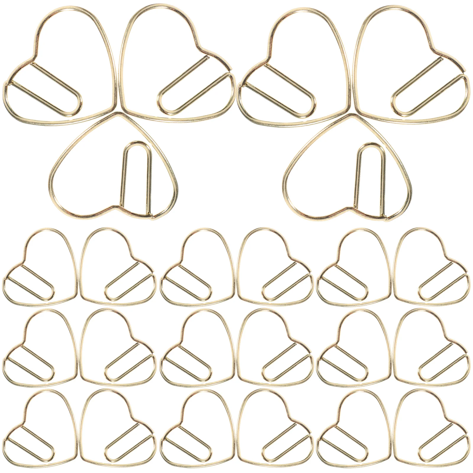 50 Pcs Paper Clips Heart-shaped Decorate Delicate Decorative Golden Cute Office