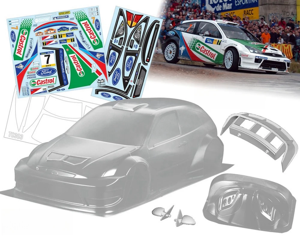 Scale 1:10 Ford Focus WRC 2003 Clear Body shell set fit RC Drift Chassis 257mm Wheelbase Tamiya TT01 TT02 XV01 XV02