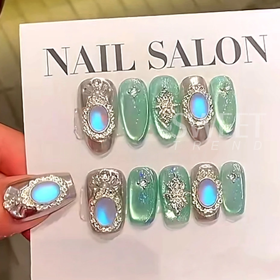 50 pçs misturado azul lágrimas olho de gato encantos do prego azul fosco fundo transparente gota de água vidro diamante prego strass manicure decoração