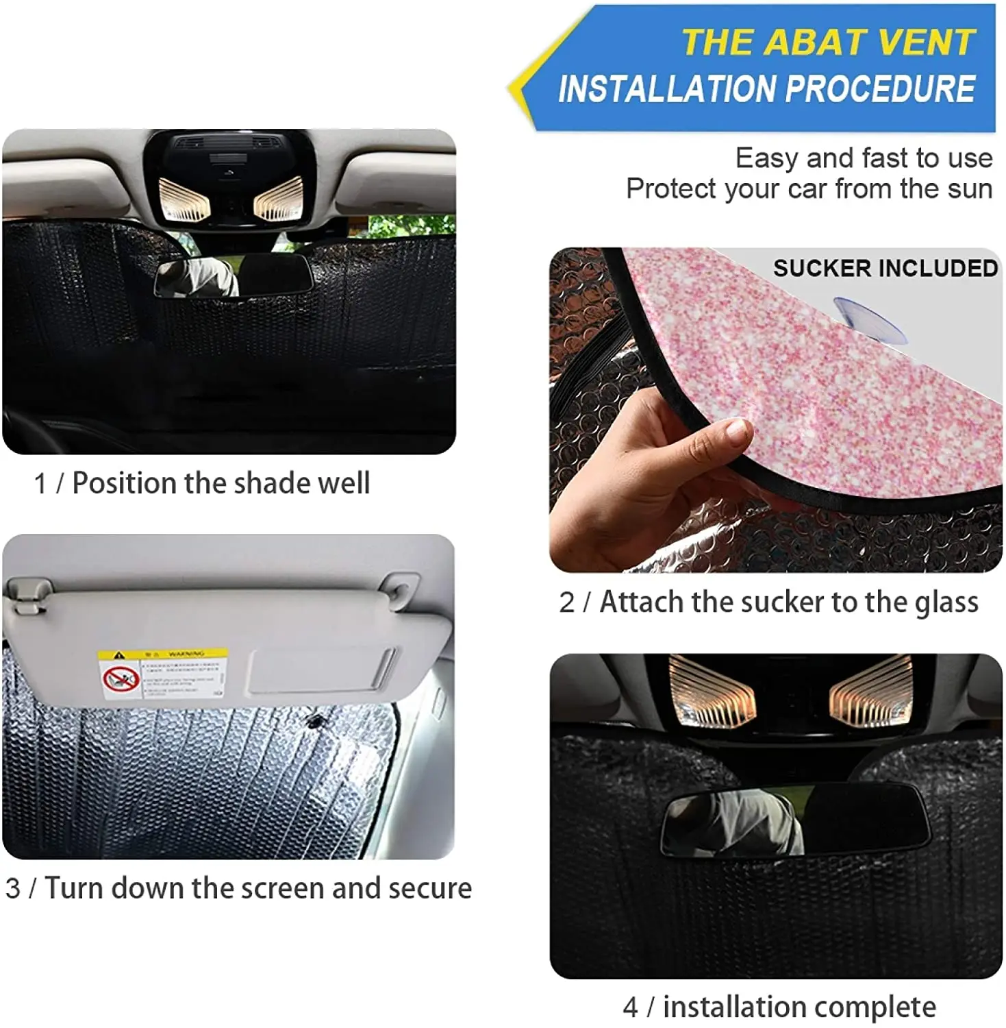 Blueangle Car Windshield Sunshade Pink Glitter Texture Front Auto Sun Shield Shade Visor Vehicle Accessories