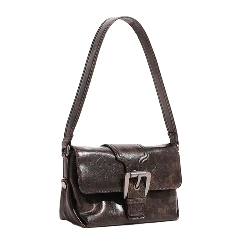 Bolso Retro de cuero PU para mujer, bandolera informal de un solo hombro, de alta calidad, novedad de 2024