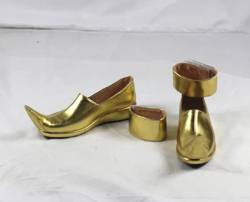 A3 天馬シュメールガ コスプレ衣装靴 ゴールド 手作り フェイクレザーブーツ