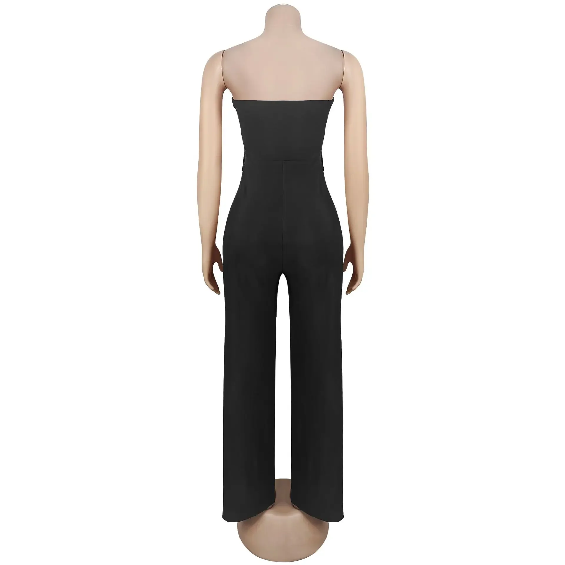 2025 Fashion Street Zwarte Jumpsuit Dames Mouwloos Strapless Crop Rechte broek Eendelig overall Sexy speelpakjes