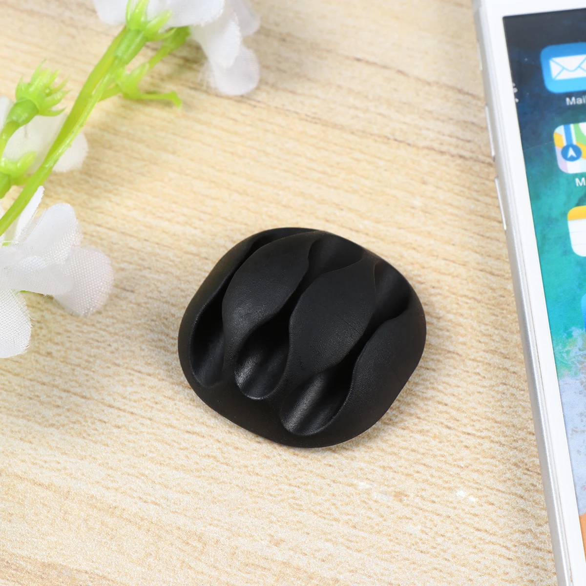 

5 Styles Cable Organizer Clips Tpr Desk Wire Cord Management Set Adhesive For Headphones Chargers Usb Cables Black