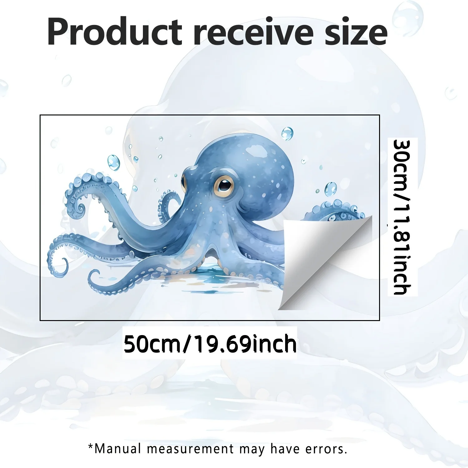 2D flat design, 1 piece of ocean octopus self-adhesive wall sticker, suitable for living room, bedroom, shop window, self-adhesi