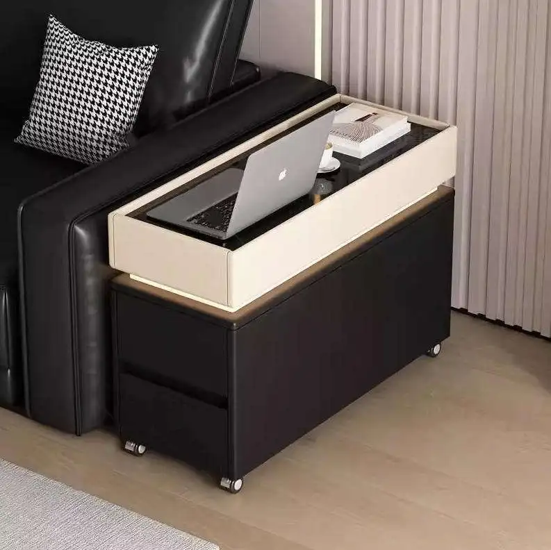 Movable sofa edge, with light and socket, living room and bedroom dual-purpose storage side cabinet