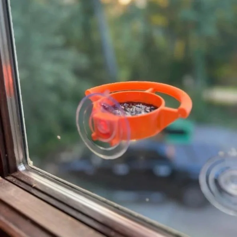 Window Plastic Humming Bird Feeder With Strong Suction Cups Cardinal Bird Feeder Wild Bird Feeders For Window Birds Watching
