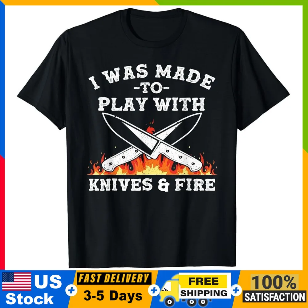 BIG SALE!!! Funny Chef Design For Men Women Knives Play Cooking Lovers T-ShirtAnime Pattern Clothing Y2K SummerAnime Graphic T-s