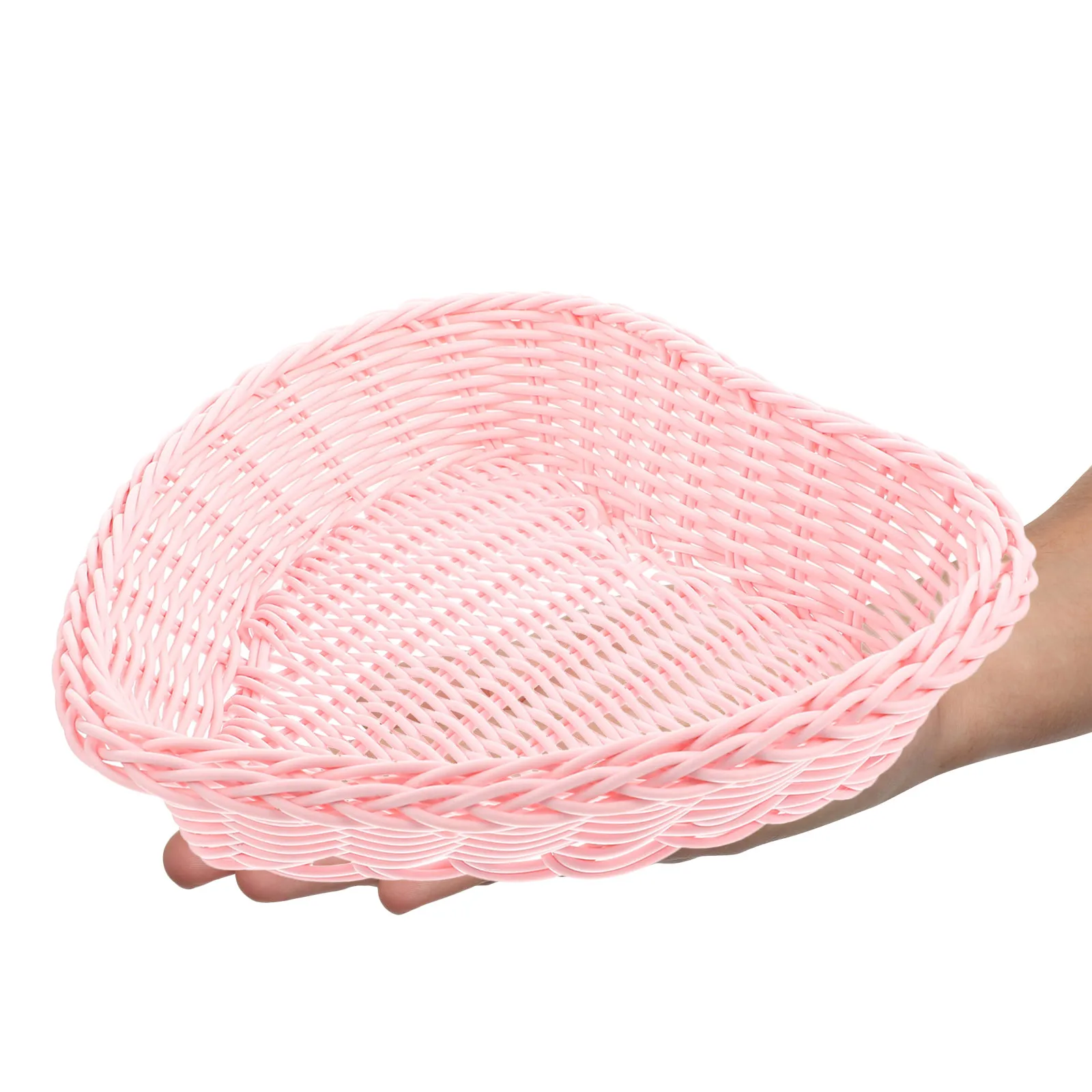 

Portable Food Serving Basket Heart Shaped Imitation Rattan Dry Fruit Basket Multi-Functional Kitchen Sundries Storage Holder