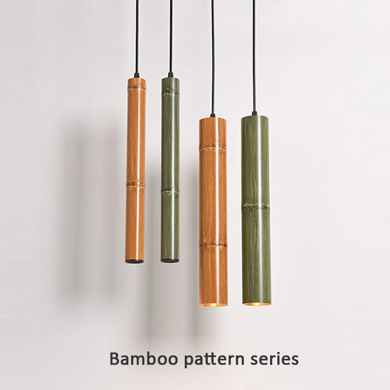 Bamboo Pattern Seriesl Aluminum LED Pendant Lights Home Indoor Bedside Lamp Dining Room Kithcen Restaurant Decor Art Chandeliers