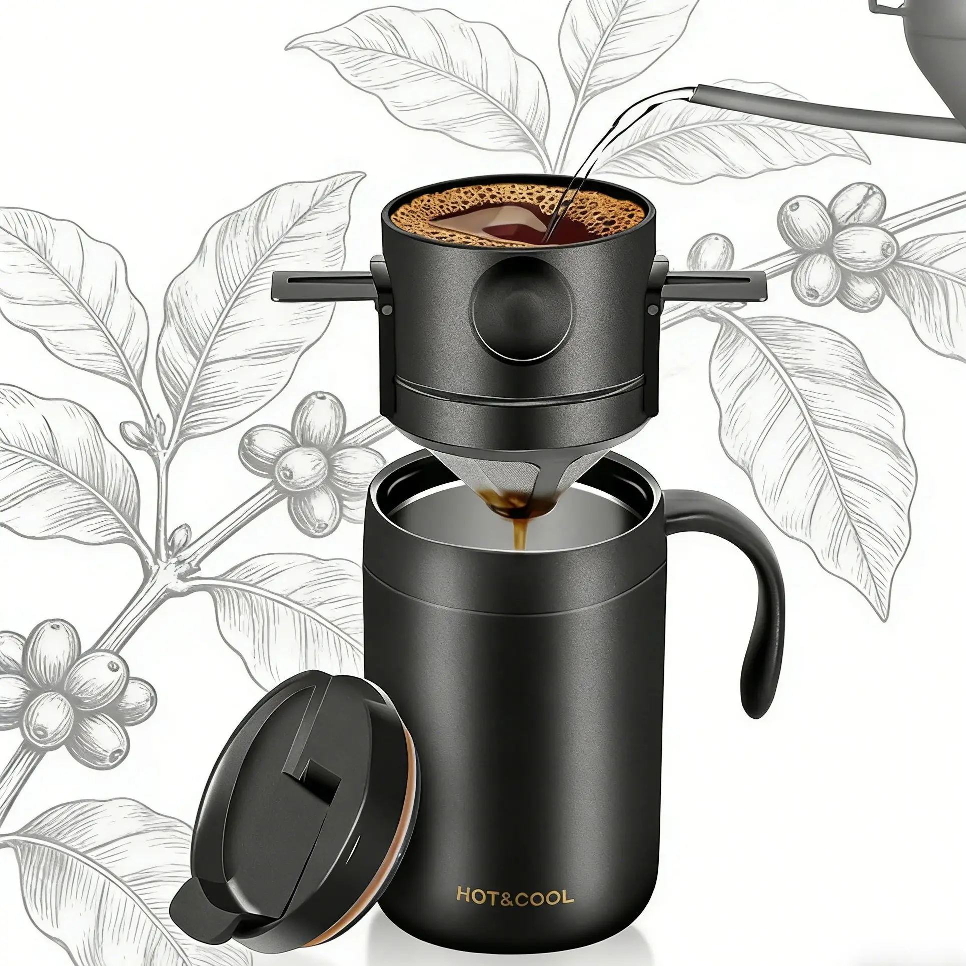 

Фильтр для кофе из нержавеющей стали 304, капельный кофе, чайный домик, RV, уличный набор чашек для капельного чая, кофейник