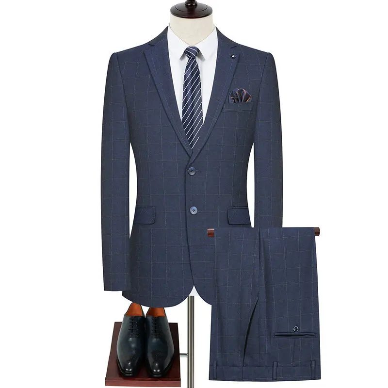 (159) Customized High-end Suits for Men Korean Style Slim Fit Business Casual Suits