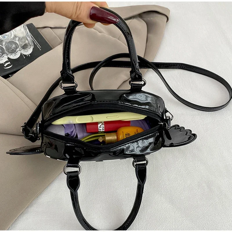 Ausgefallene Bonbon-Bartform Gepunktete Crossbody-Schultertasche, Damen-Umhängetasche, Leichte Handytasche, Niedliche Farbkontrast-PU-Handtasche – Detail 14