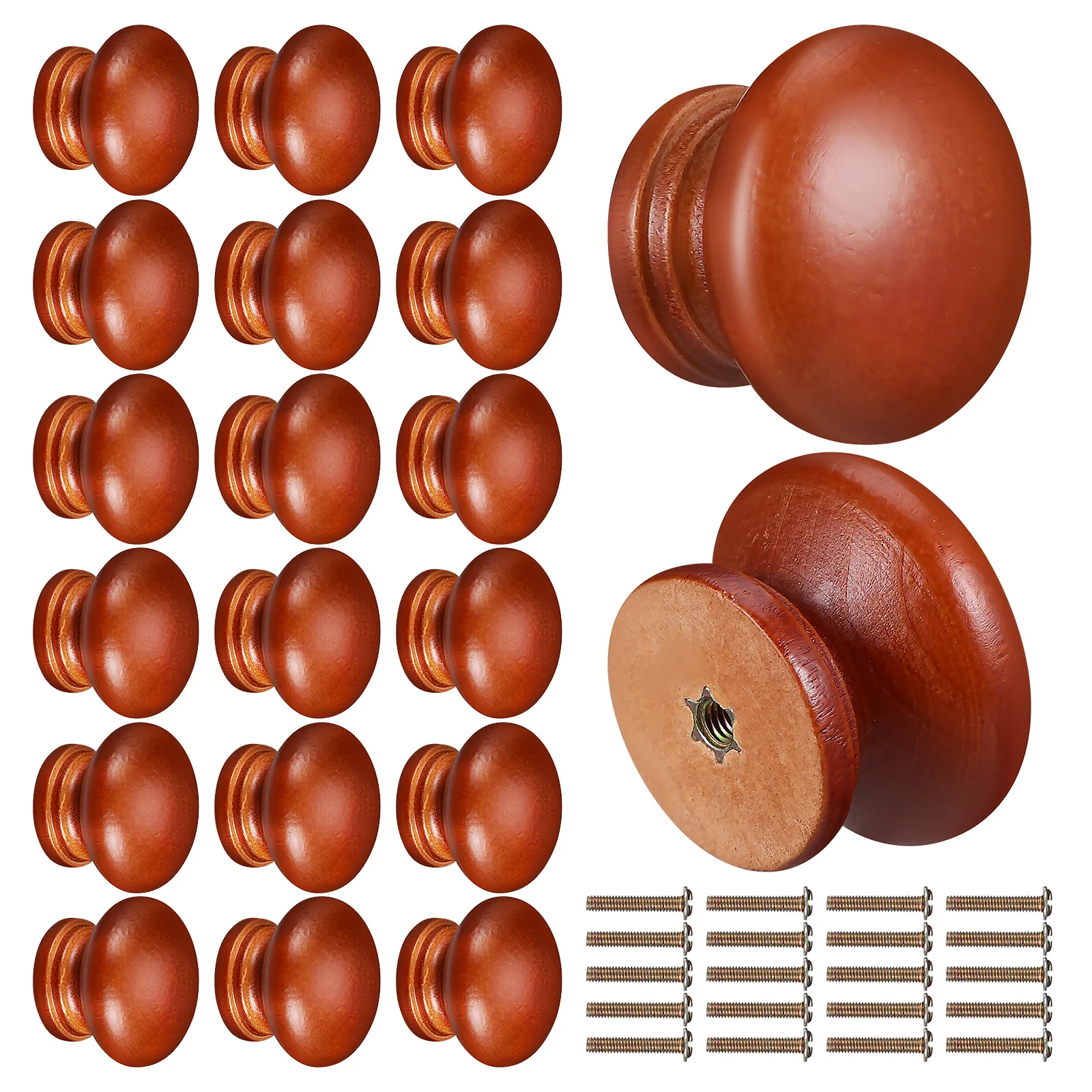 

20 pcs Solid Wood Drawer Knobs Furniture Wardrobe Dresser Cabinet Kitchen Closet Door Handles Wooden Knobs Screws