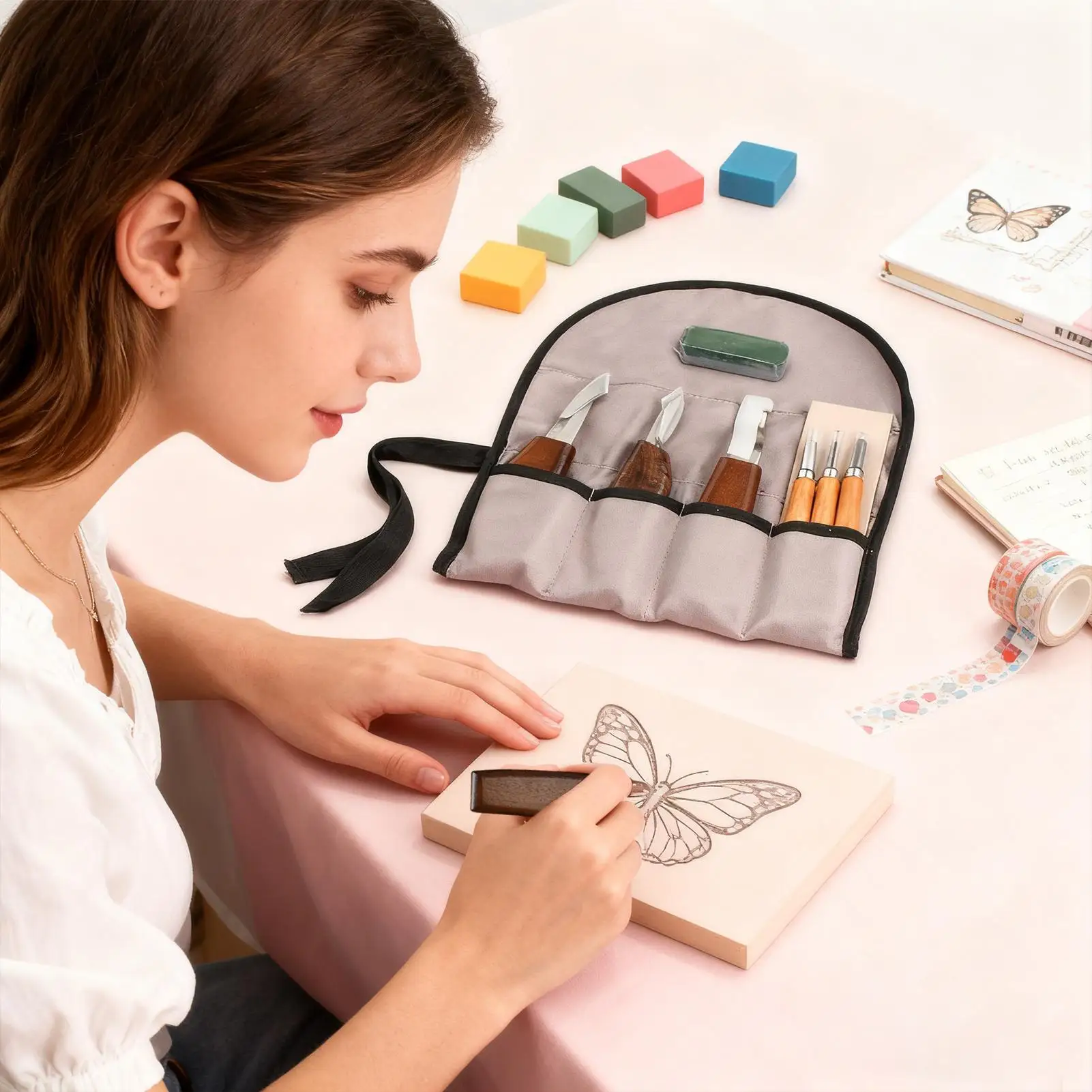 

Wood Carving Tools Craft Engraving Cutter 10 Pieces Kit Wood Carving Set With Storage Bag For DIY Lovers Beginners Carpenters