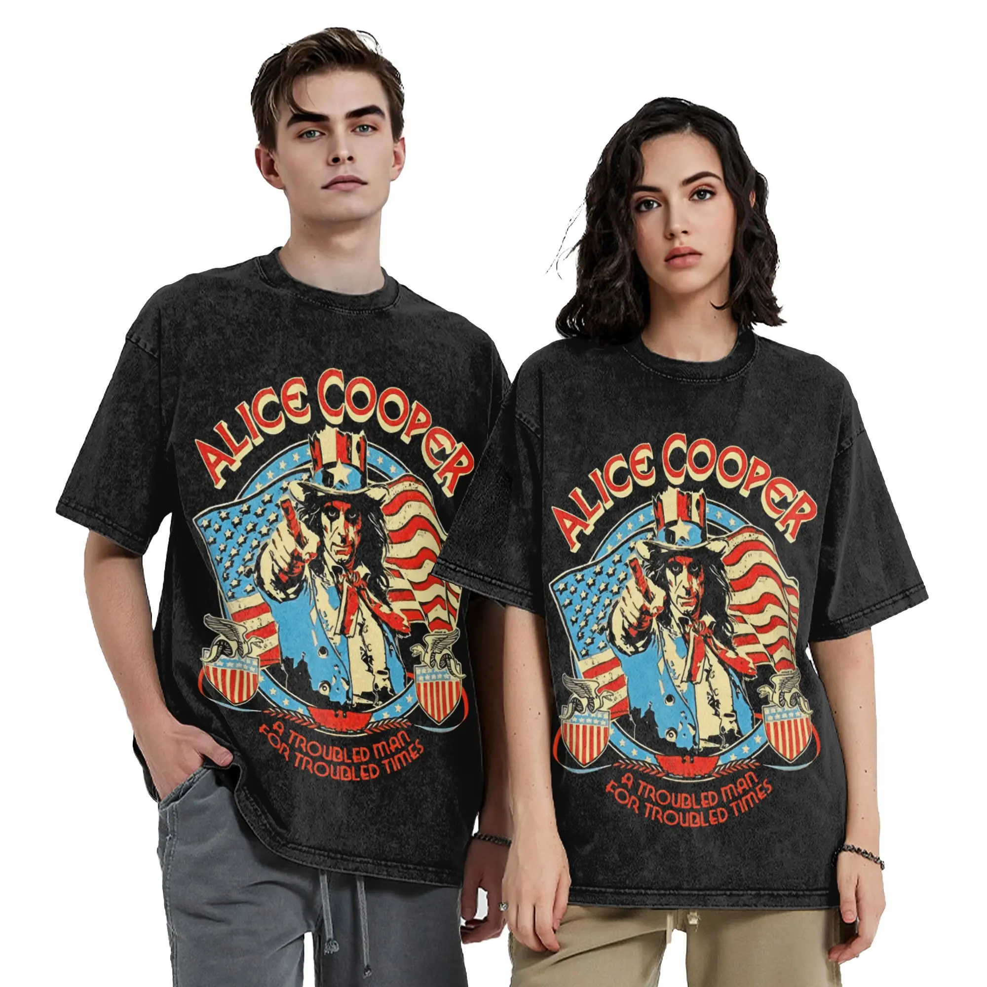 Alice Coopers Washed T-Shirt Men Heavy Metal Y2K Classic Cotton T-Shirts Summer Crew Neck Harajuku Tees Printed Big Size Clothes - view 3