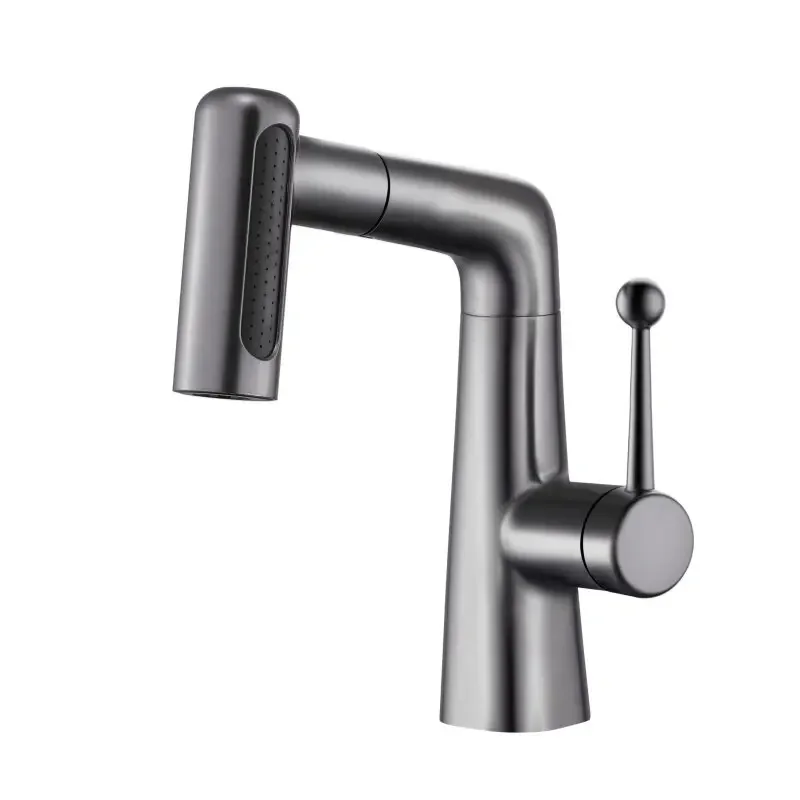 Dopamine Color Lift Pull Out Basin Faucet Hot Cold Mixer Tap Height Adjustable Telescopic Bathroom Vanity Sink Faucet Modern