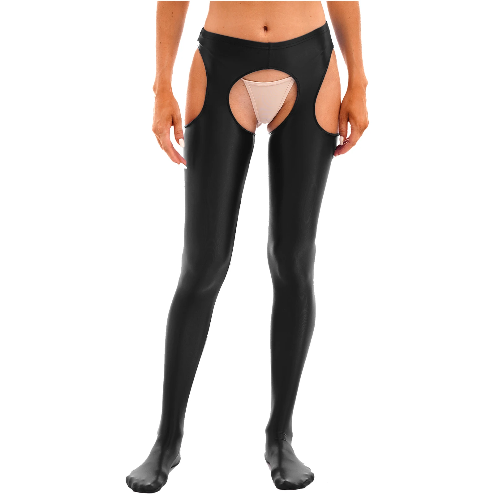 إمرأة أسفل الجوف خارج جوارب طويلة لامعة مفتوحة بعقب Crotchless طماق الملابس الداخلية الجوارب تخزين حزام مطاط بناطيل ضيقة