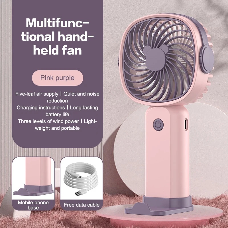 Portable USB Fast Charging Mini Cooling Fans With Phone Holder Rechargeable Handheld Air Cooler For Travel Trip Office Student
