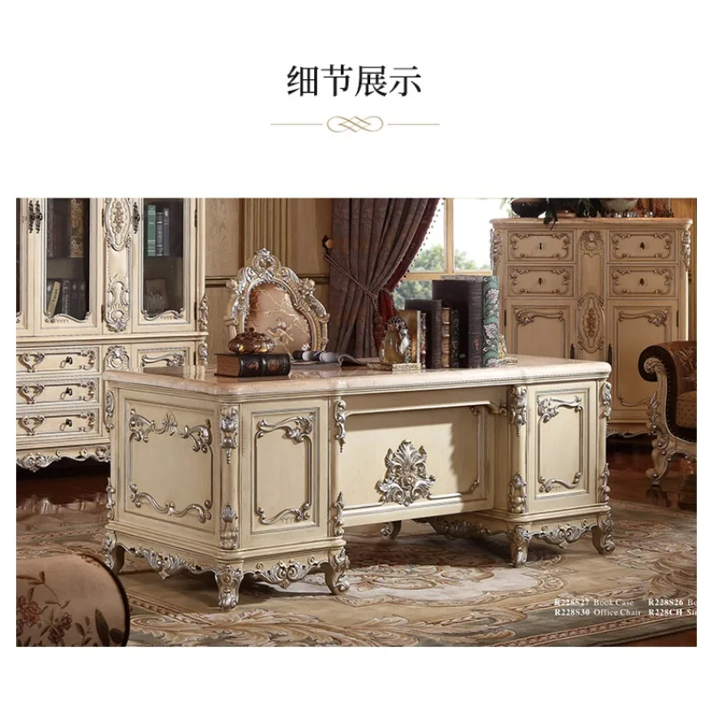 European Classical Classroom Desk with cabinet French Court Boss Conference Table Marble Boss Desk Computer  Desk for bedroom