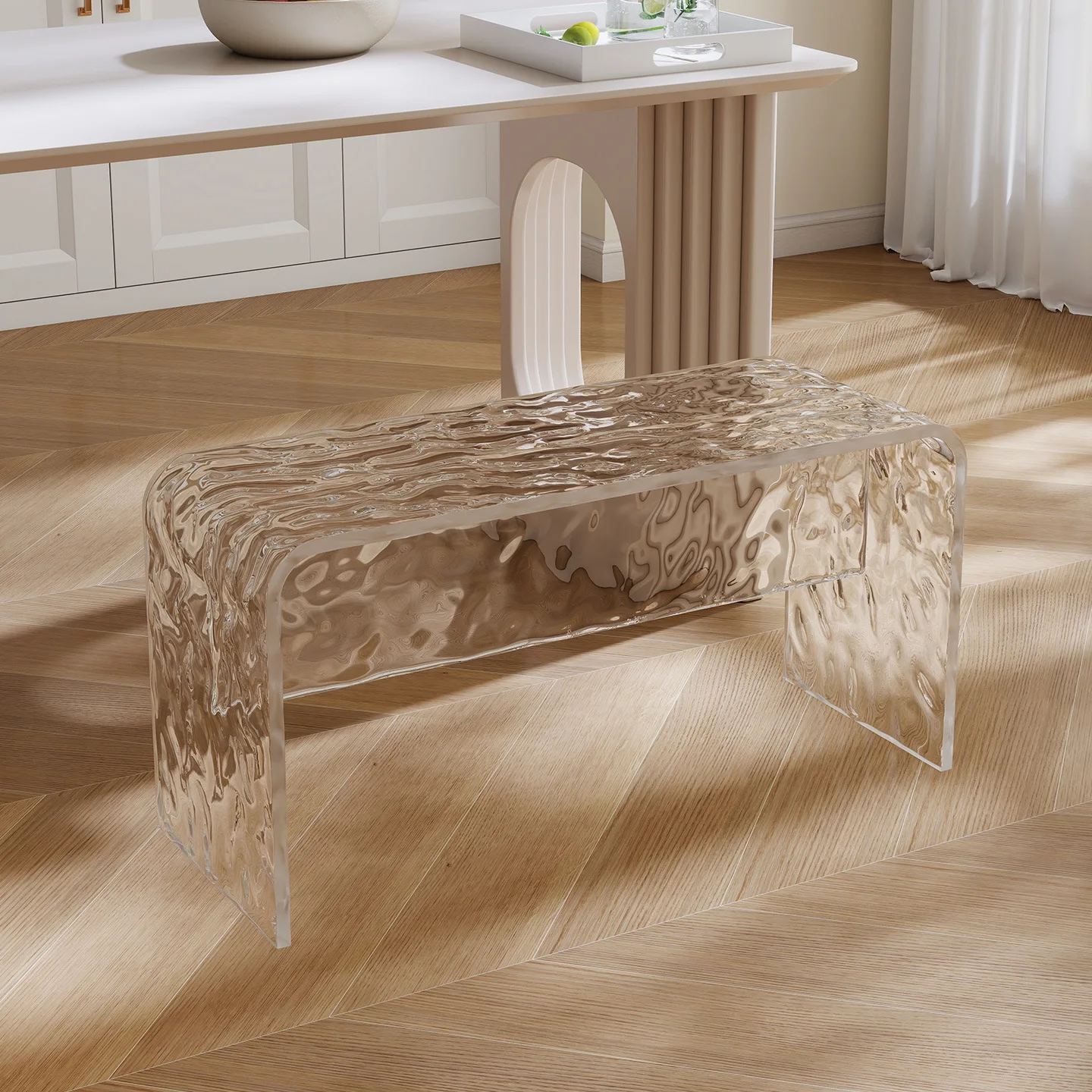 D4 Acrylic Stool Dining Table Dining Chair Bench Stool Home Door Shoe Changing Stool Transparent Bedside Leisure Chair