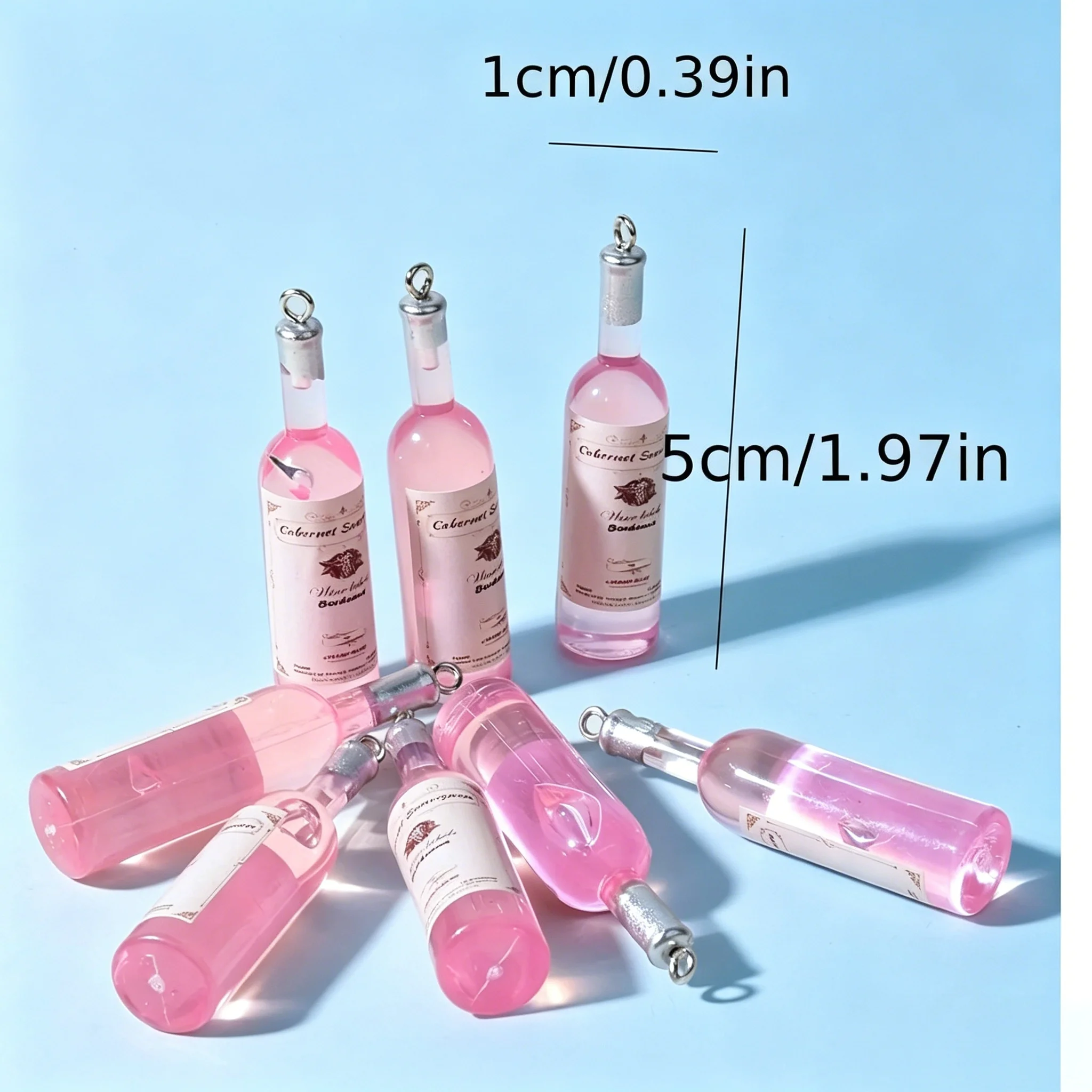 10Pcs Mini Wine Bottle Resin Charms Pendant For DIY Earring Necklace Keychain Jewelry