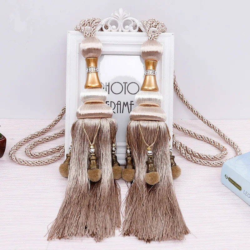 2 Pcs European Curtain Hanging Ball Rope Curtain Tiebacks Hanging Tassel Bandages Brushes Curtain Accessories
