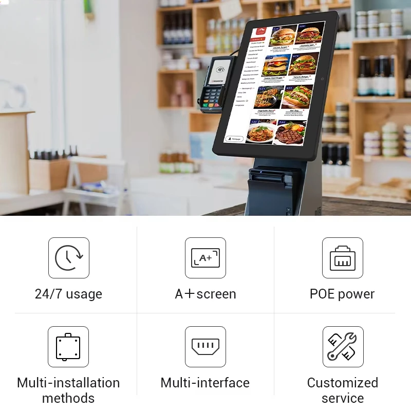 10.1 Inch Advertising Tablet Menu Restaurant Tablet RK3566 Android 11 Wall Mount Kiosk Nfc Poe Android Tablet