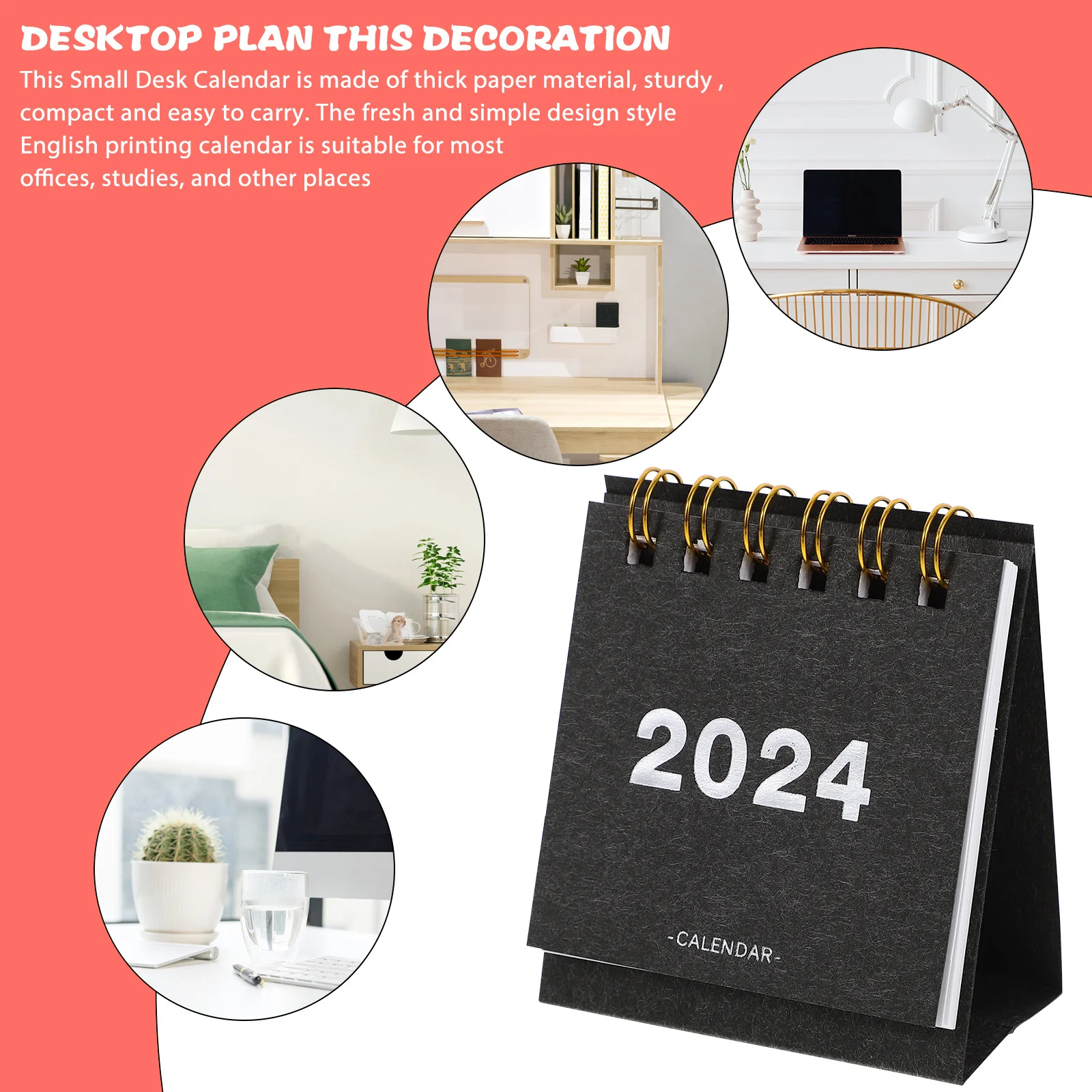 

2024 Mini Desk Calendar with Stand Clear Weekday Display Easy-Tear Pages for Home Office Space-Saving Decor Simple Style